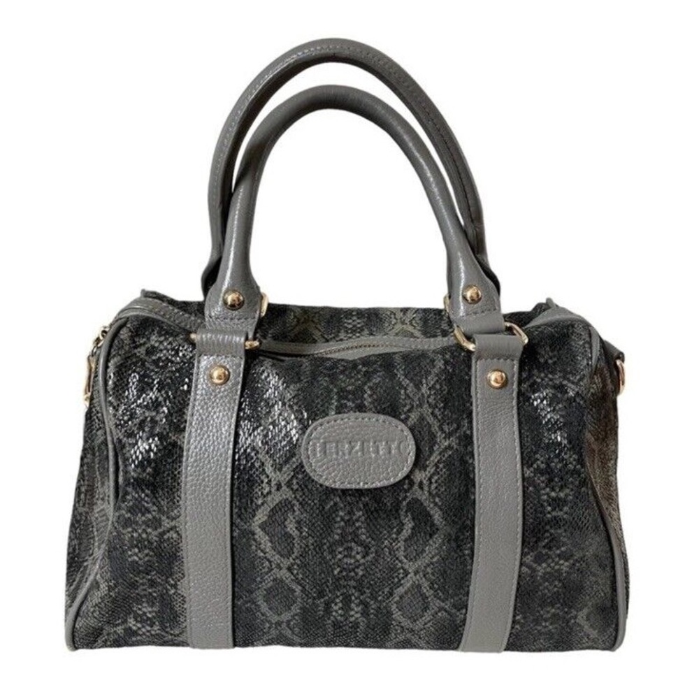 EUC Terzetto leather snakeskin bag. Black and grey